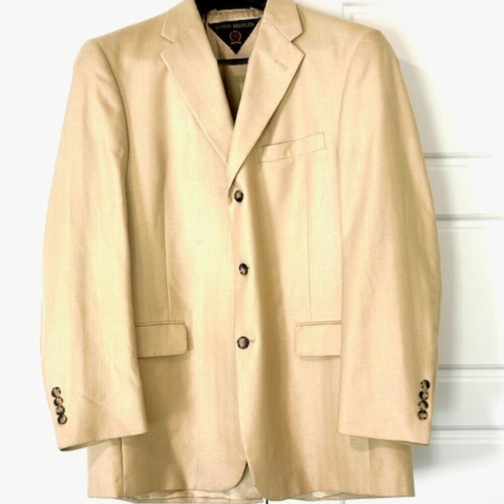 Tommy Hilfiger DERBY and SPRING Men’s Gold Herringbone Light Blazer 42R Upscale
